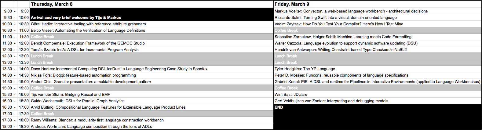 LangDev'18 Schedule